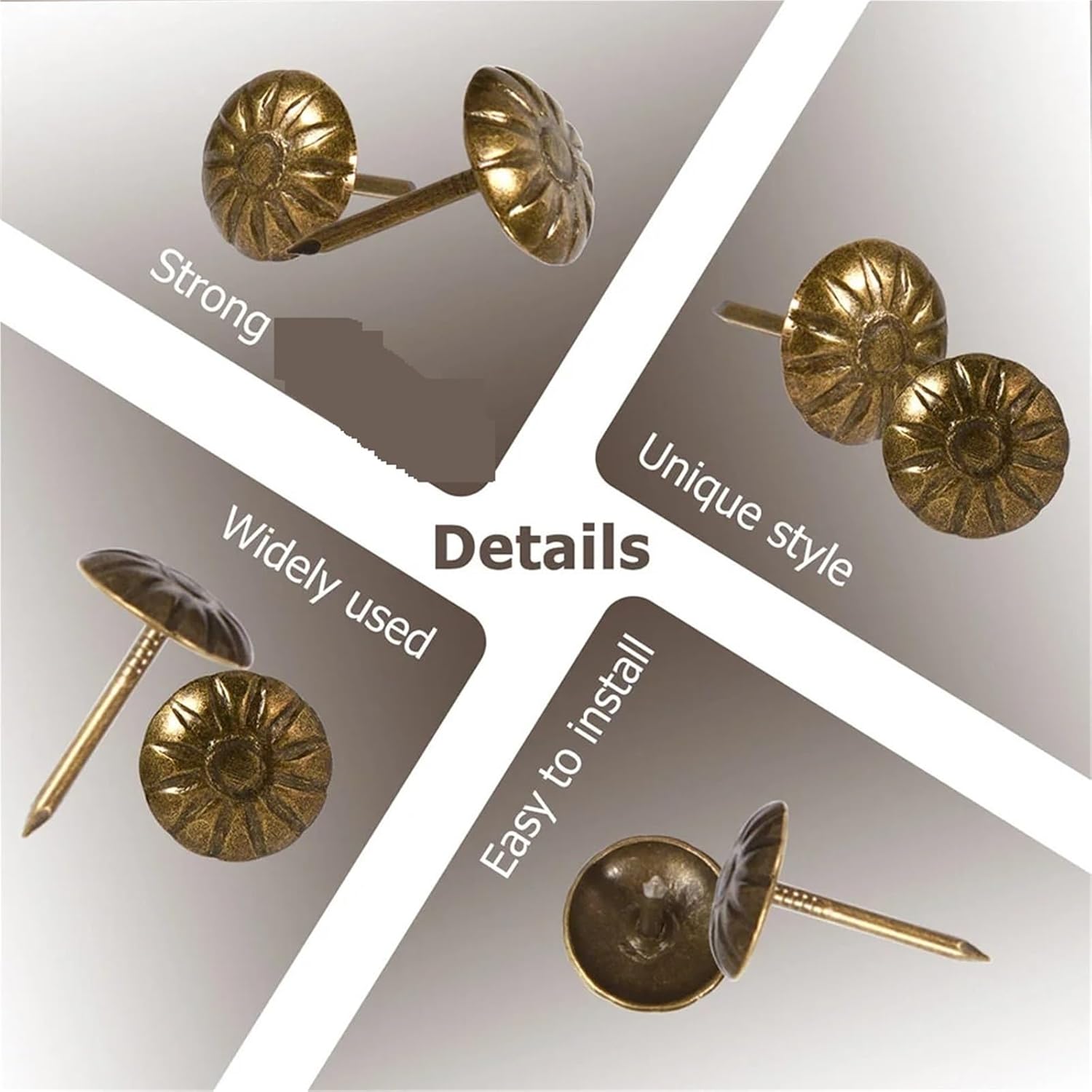 Upholstery Tacks 500 Pcs Iron Decorative Nail Heads Furniture Tacks Upholstery Pins Push Thumbtack for Furniture Cork Board DIY Projects Home Decor