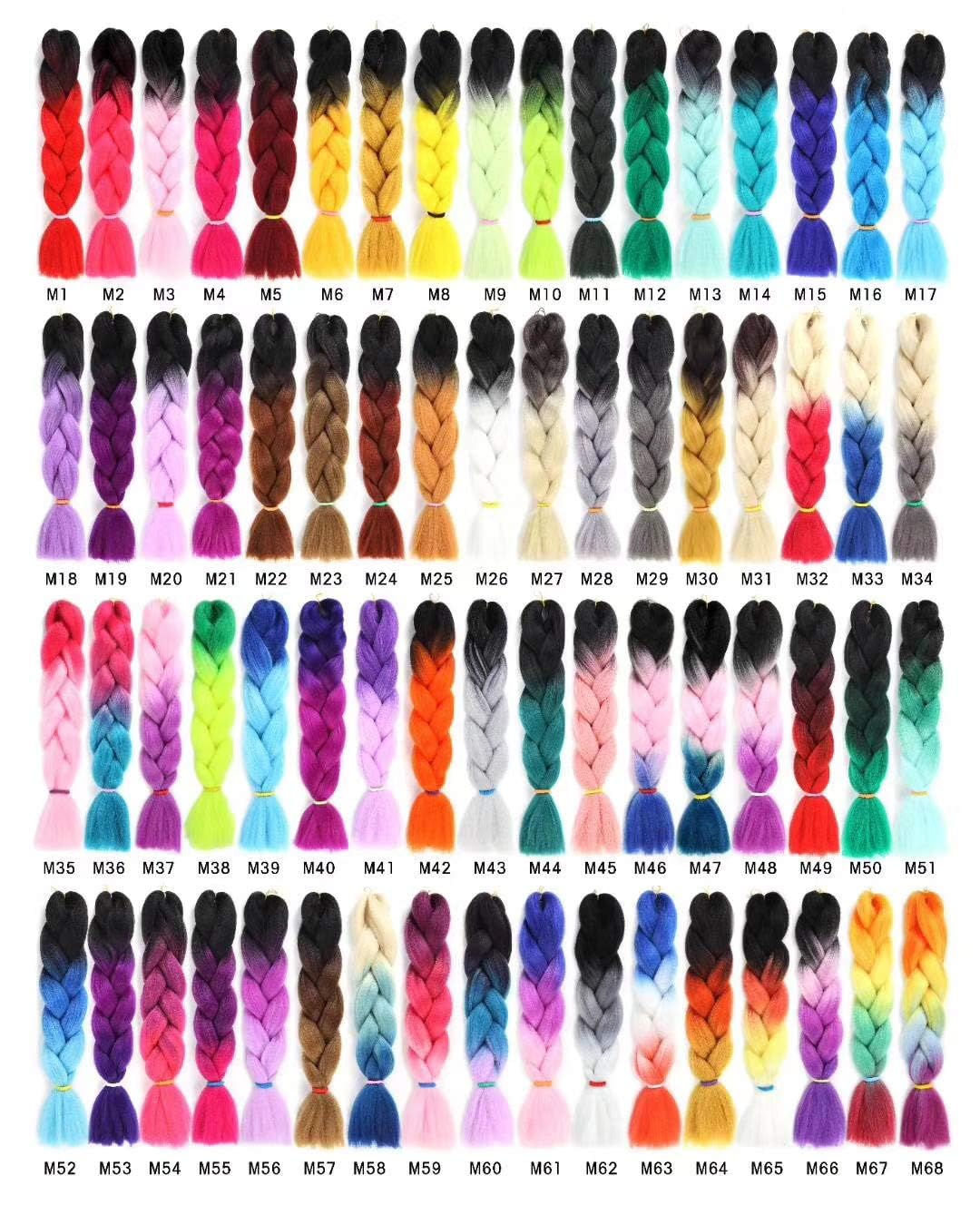 Colored Ombre Jumbo Braiding Hair Extensions Synthetic Fiber for Twist Braids Braiding Hair Extension(3Pcs/Lot Blue/White/Red Orange-Red)