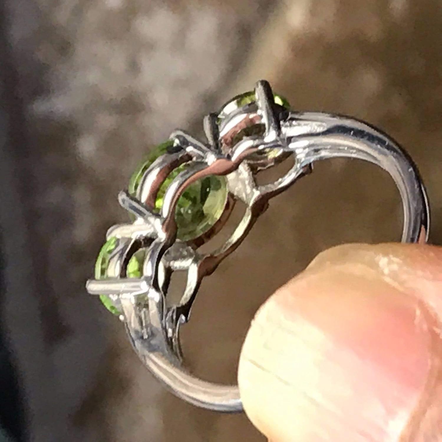 Natural Green Peridot Sterling Silver Ring Sizes 5-9 by Natural Rocks by Kala - Image 3