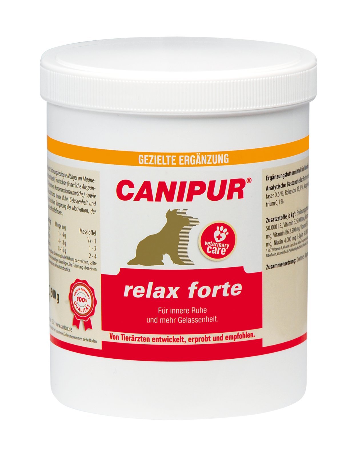 Canipur Vetripharm Relax forte | 500 g | Ergänzungsfuttermittel für Hunde | Zur ernährungsphysiologischen Unterstützung in Phasen erhöhter Belastung | Mit Magnesium & B-Vitaminen