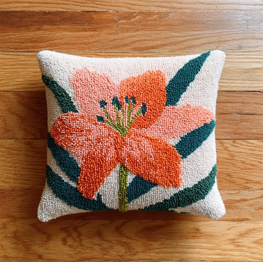 kitphoenix Latch Hook Kit Cushion Cover Lily