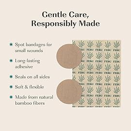FEBU Eco-Friendly Bamboo Fabric Bandages | PFAS Free Bandages for Scrapes & Cuts | Flexible Fabric Bandage | Fully Compostable, Latex Free Bandage | 50 Count Spot