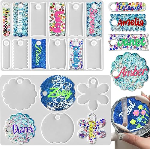 RESINWORLD Moldes de silicona para etiquetaplaca de nombre de vaso para tapa de 20 oz30 oz y 40 oz