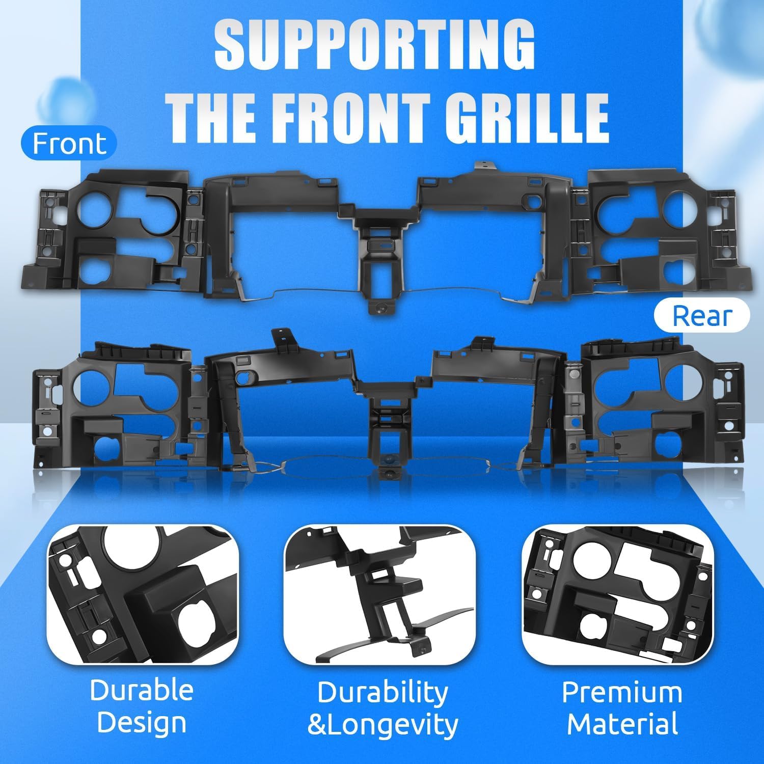 ECOTRIC Front Header Panel Headlight Compatible with 2002-2009 Chevy Chevrolet Trailblazer EXT Replacement for GM1221125, 15831182 Headlight Grille Mounting