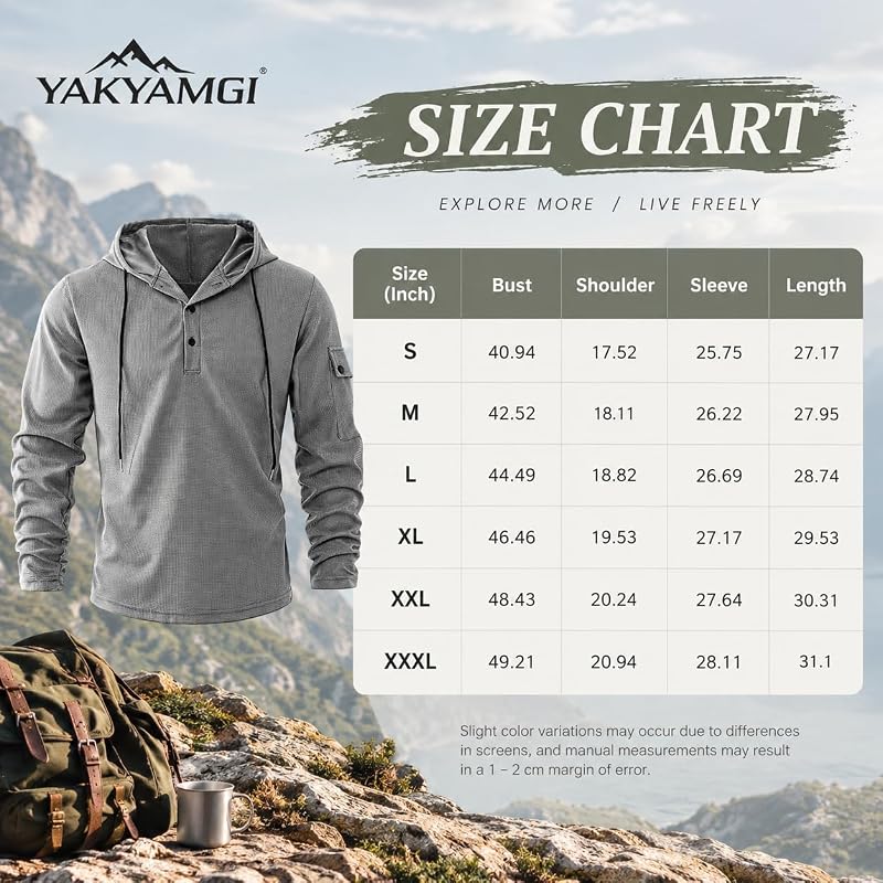 generic Waffle Knit Hoodie Men Tactical Quarter – Functional Side Cargo Pockets