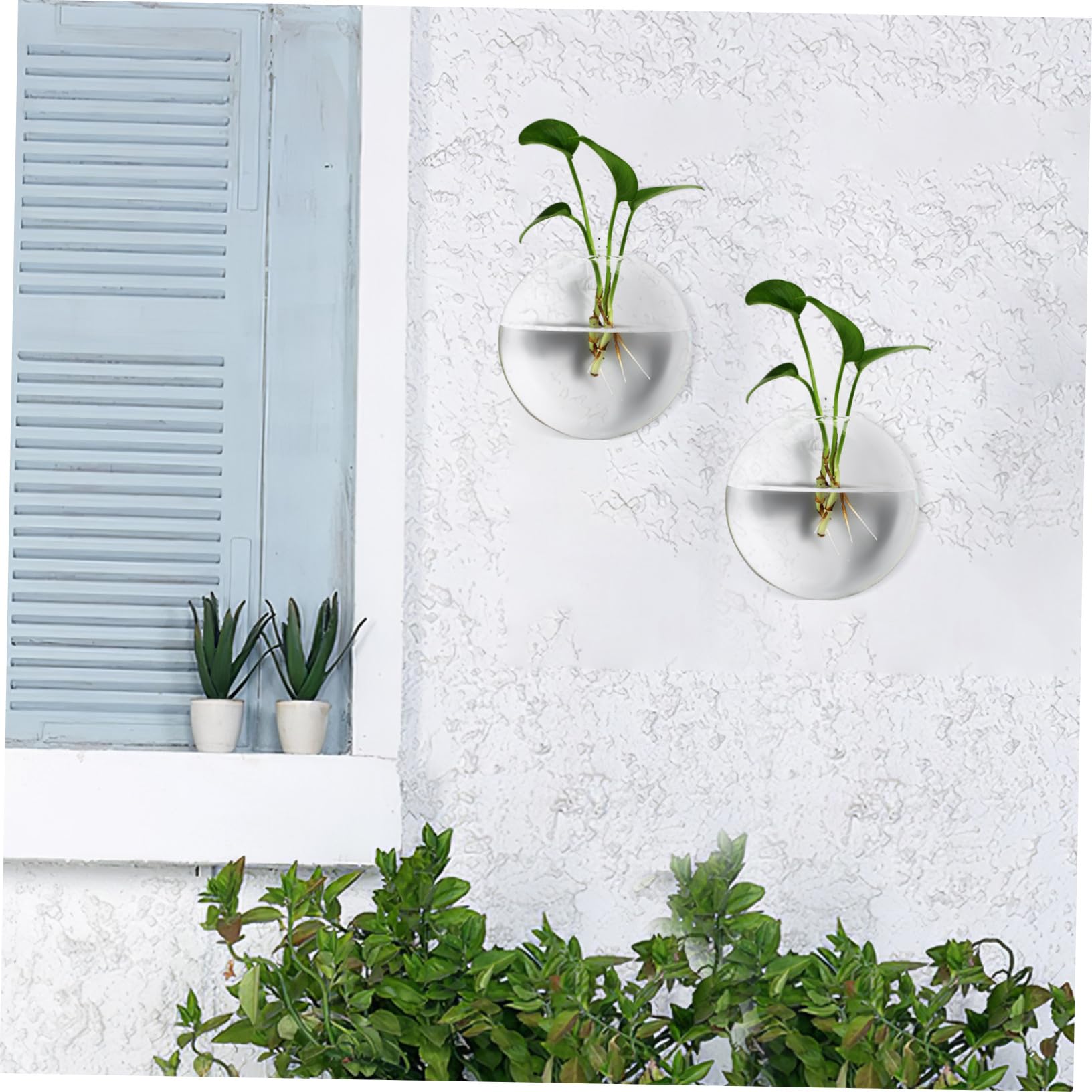 PRETYZOOM 4 Pièces Lot de Vases Muraux Verre pour Hydroponie Pots Transparents Ronds pour Propagation Décoration Suspendue pour Maison et Bureau