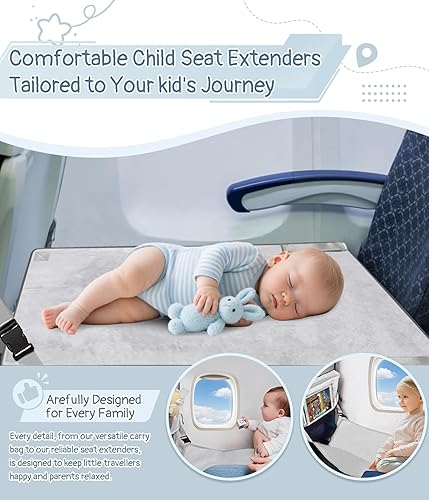 Miniatura 4 de Cama de avión para niños, cama de viaje para niños, extensor de asiento de avión para niños, cubierta de bandeja de avión con soporte integrado,