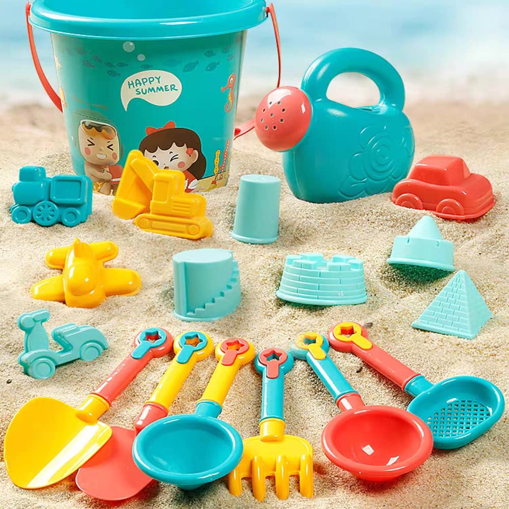 Set 18 Pezzi Giochi Spiaggia Bambini Secchiello e Paletta Mare, con Borsa, Mini
