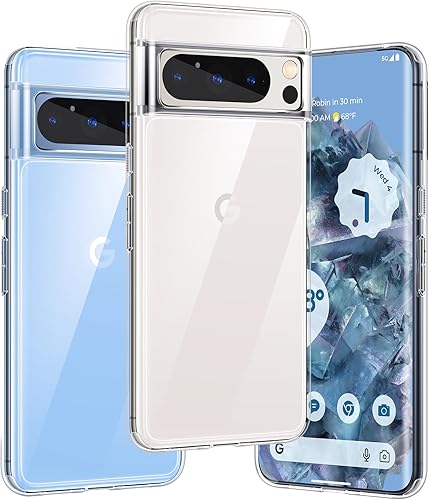 Humixx Funda transparente para Google Pixel 8 Pro no amarillenta Protección contra caídas de grado militar de 14 pies Protector a prueba de golpes
