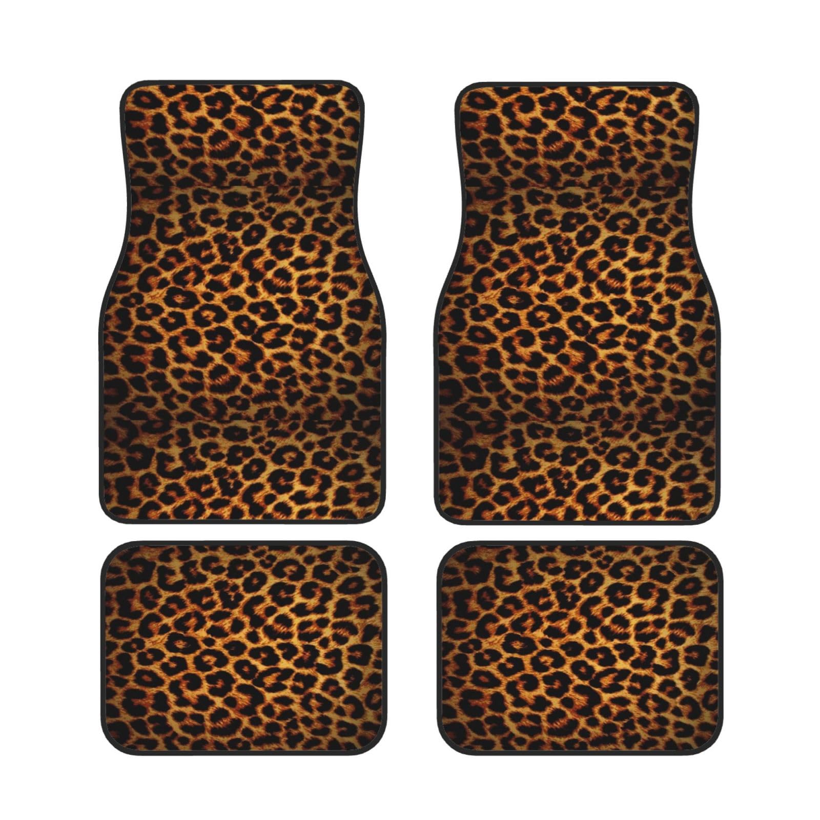 Dunkler Leopardenprint, 4er-Set Auto-Fußmatten, Neopren-Fußmatten für Fahrzeuge, rutschfeste Auto-Fußmatten, Autozubehör