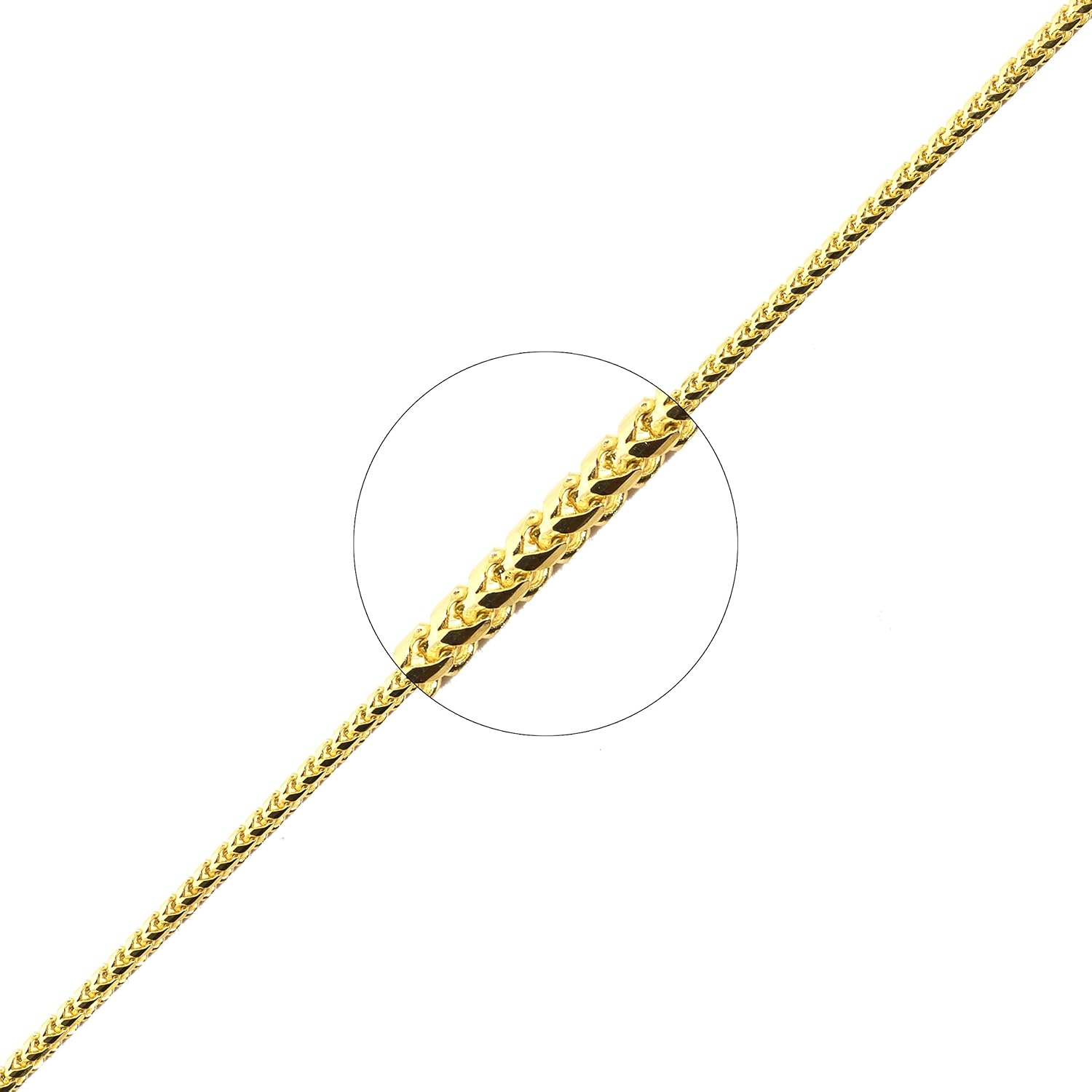 LoveBling 14K Yellow Gold 1.8 mm Solid Diamond Cut Franco Chain Necklace with Lobster Lock (Available from 18-26 inches)