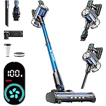 Cordless Vacuum Cleaner, 8-in-1 Cordless Stick Vacuum Cleaner with 3 Suction Modes, Up to 45mins Runtime, Rechargeable, Self-Standing, Wireless Vacuum Cleaners for Home Pet Hair Carpet Car Hard Floor