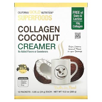 Collagen Coconut Creamer, Unsweetened, 12 Packets 0.85 oz 24 g Each