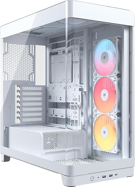 CORSAIR Frame 4500X RS-R ARGB Caja de PC Semitorre con Cristal Panorámico – Sistema de Montaje de InfiniRail, Capacidad para Dos radiadores de 360 mm, Incluye 3 Ventiladores RS120R – Blanco