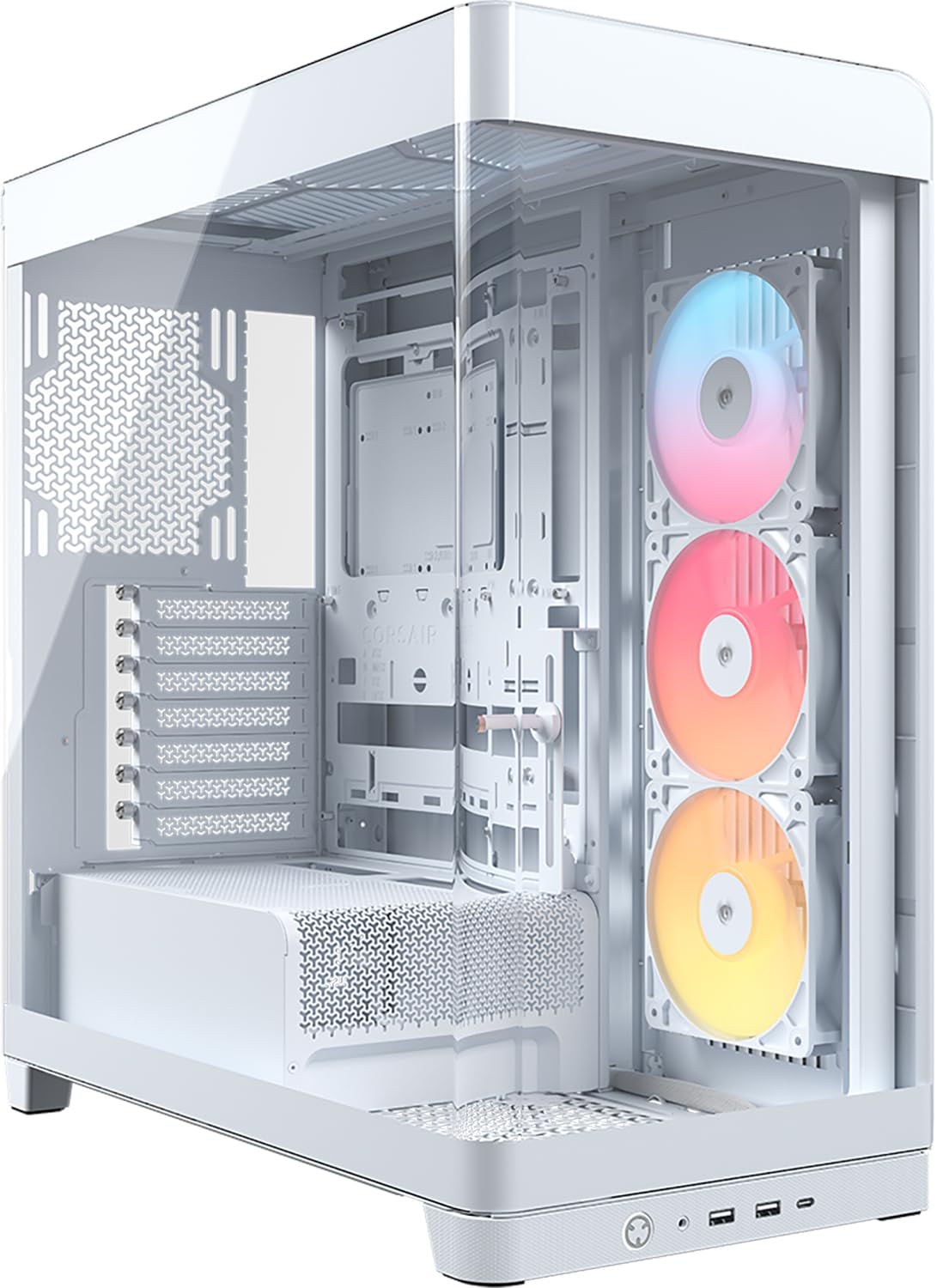 CORSAIR FRAME 4500X RS-R ARGB Case Mid-Tower per PC con Vetro Panoramico – Sistema di Montaggio InfiniRail, Adatto a Due Radiatori da 360 mm, Anti-Sag della GPU, Include 3 Ventole RS120R – Bianco