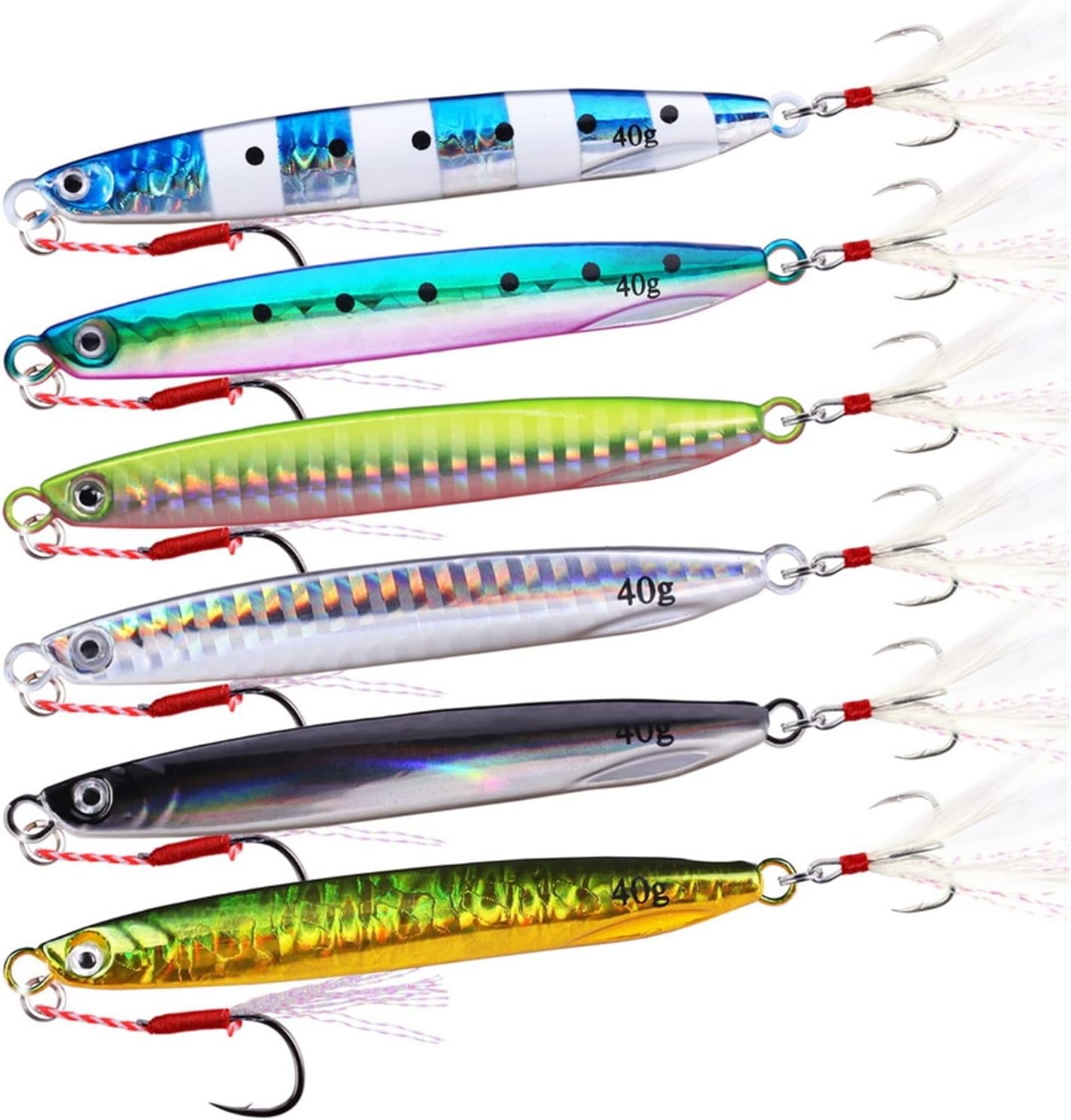 6pcs/lot Super Slim Long Metal Casting Jig Fishing Lures 7G 10G 14G 17G 21G 30G 40G Shore Cast Jigging Spoon Fishing Lure Tackle
