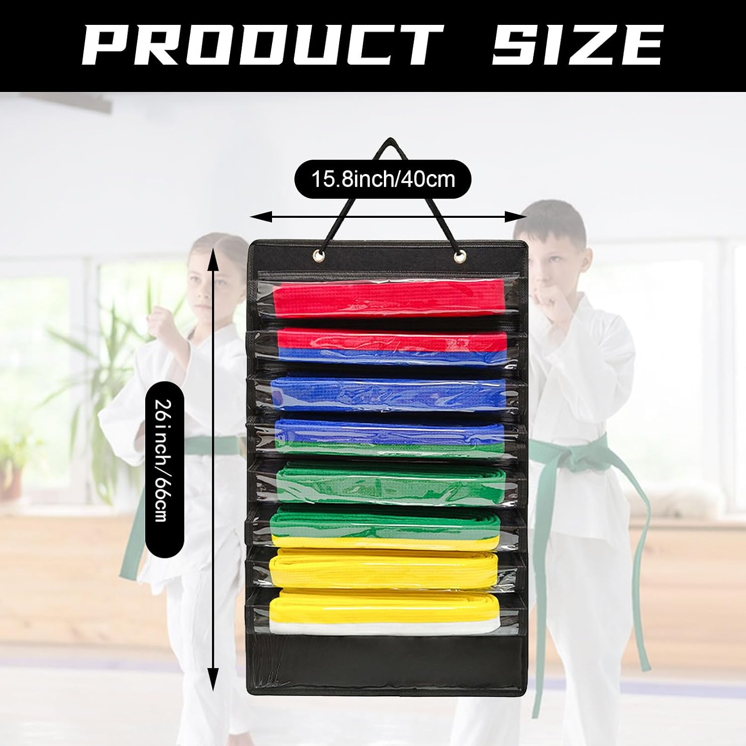 Martial Arts Belts Organizer,Hanging Karate Belt Display Holds 8 Karate Belts Learners,Karate Belt Display Holder Rack, Taekwondo Belt Display Holder for Martial Arts Learners