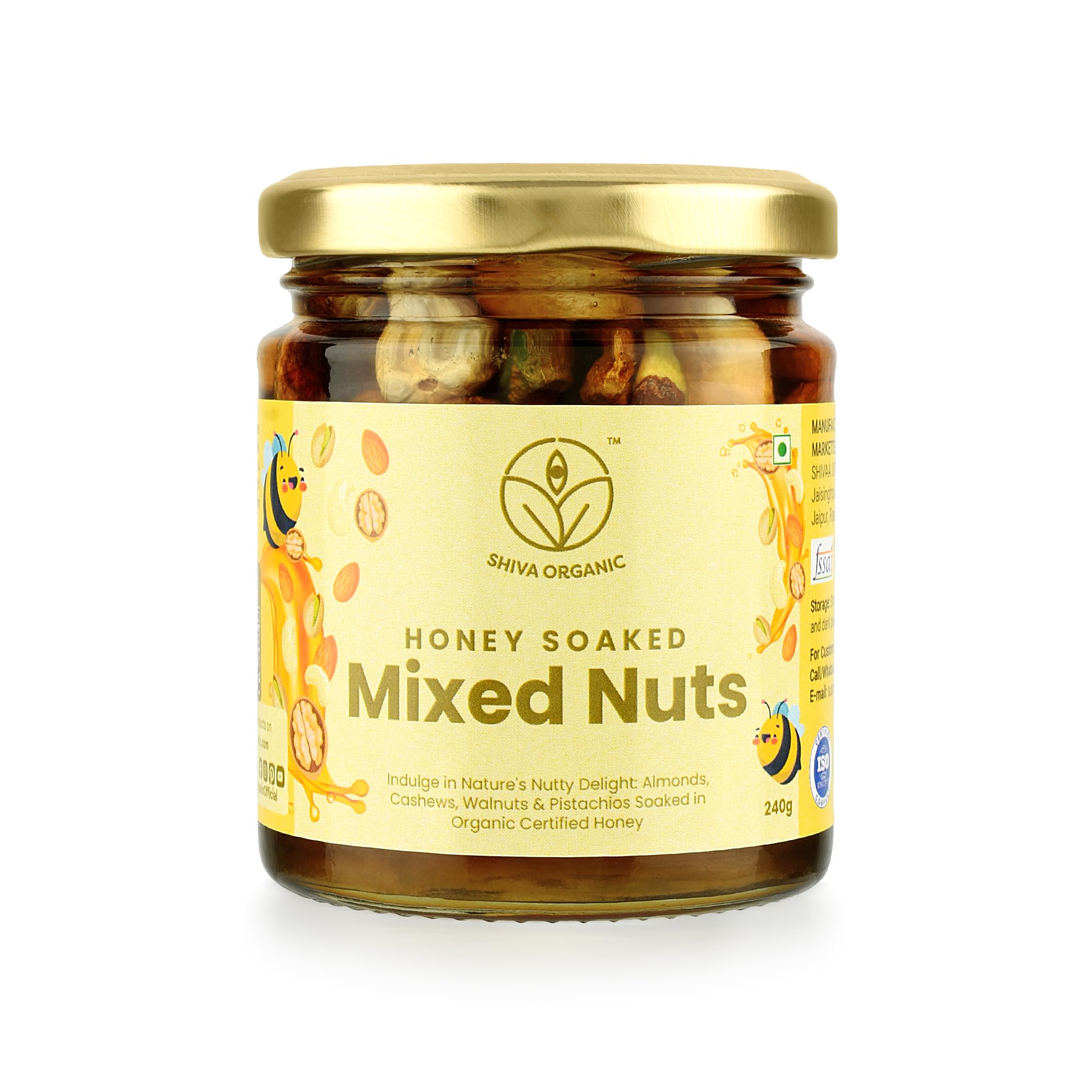 Shiva Organic Mixed Nuts in Honey (Almonds, Walnuts, Cashew, Pista) - Crunchy, Rich in Protein, Magnesium, Phosphorus, and Dietary Fibre | Energy Booster - 240 g (B0CGYWW29W) Amazon Price History, Amazon Price Tracker