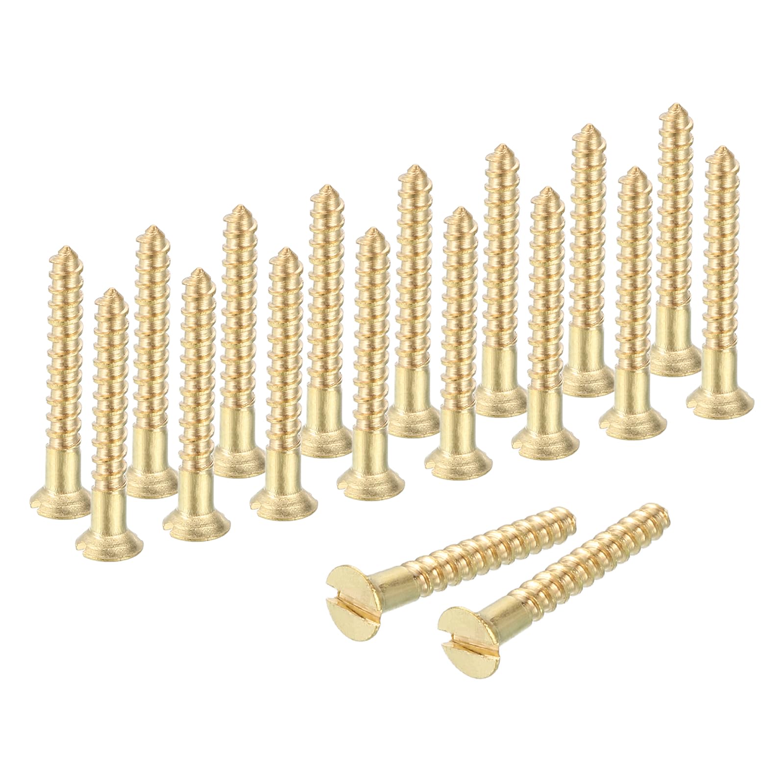 sourcing map Wood Screws, M2 x 16mm Brass Slotted Flat Head Self Tapping Screw Quick Metal Self-Tapping for Indoor Household Appliances Furniture Woodworking Pack of 58