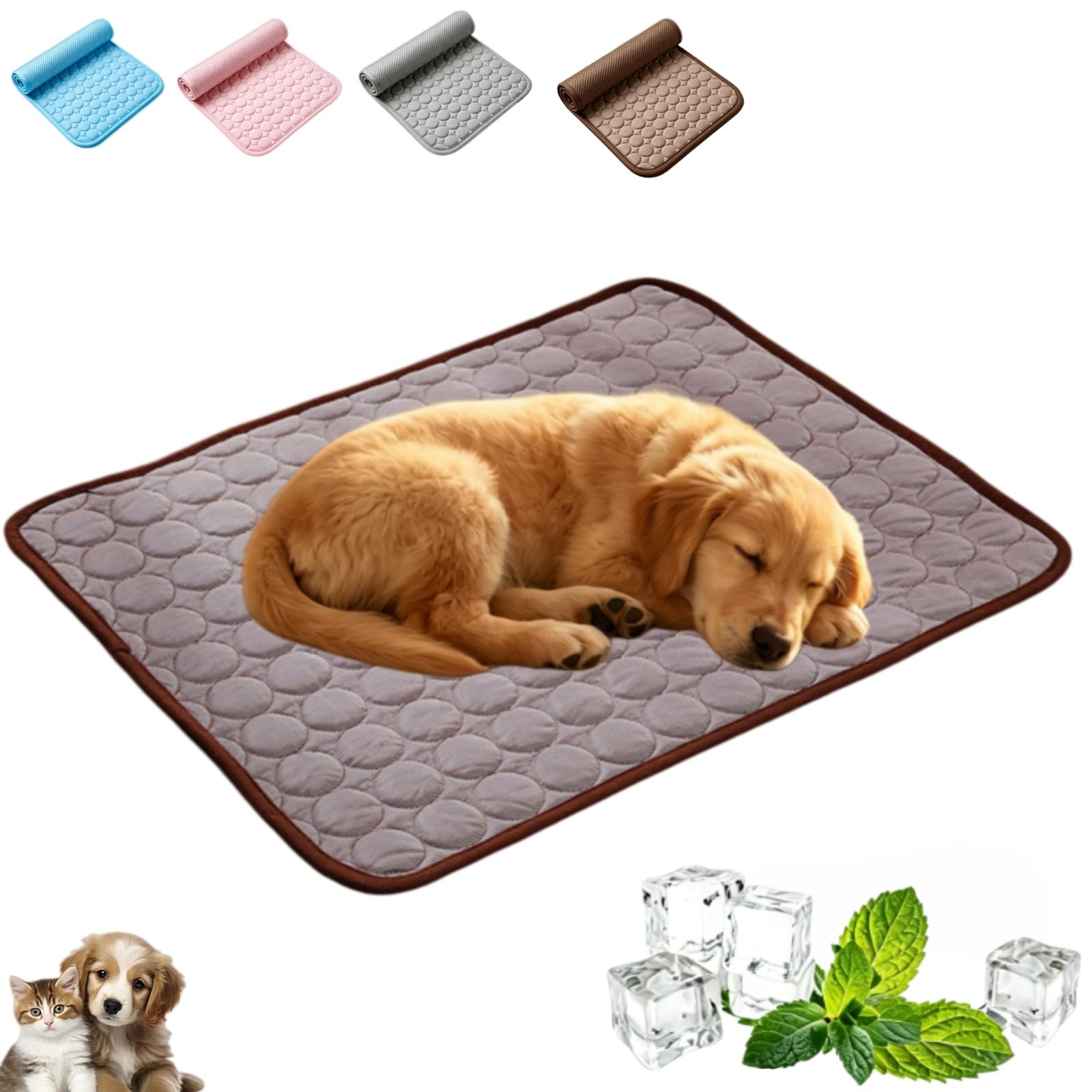 Neksong Pets Atpro Home Dog Cooling Mat,Ice-Silk Non-Toxic Pet Cooling Mat, Waterproof, Soft and Foldable, Easy To Clean (Coffee,M-62X52)