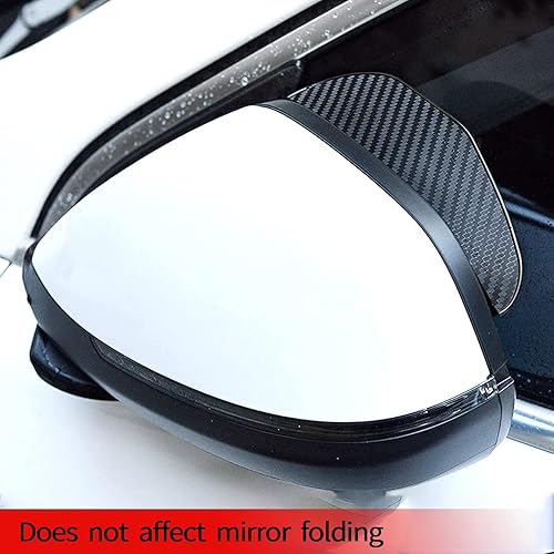 Miniatura 7 de GKmow Pack-2 Car Rear View Mirror Rain Visor Guard, Waterproof Carbon Fiber Car Side Mirror Rain Eyebrow, Car Rain Visor Guard for Most Cars, Trucks
