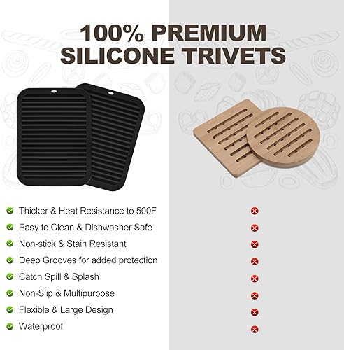 Miniatura 5 de Joyhalo Paquete de 4 salvamanteles de silicona para ollas y sartenes calientes, salvamanteles resistentes al calor de 480 para platos calientes,