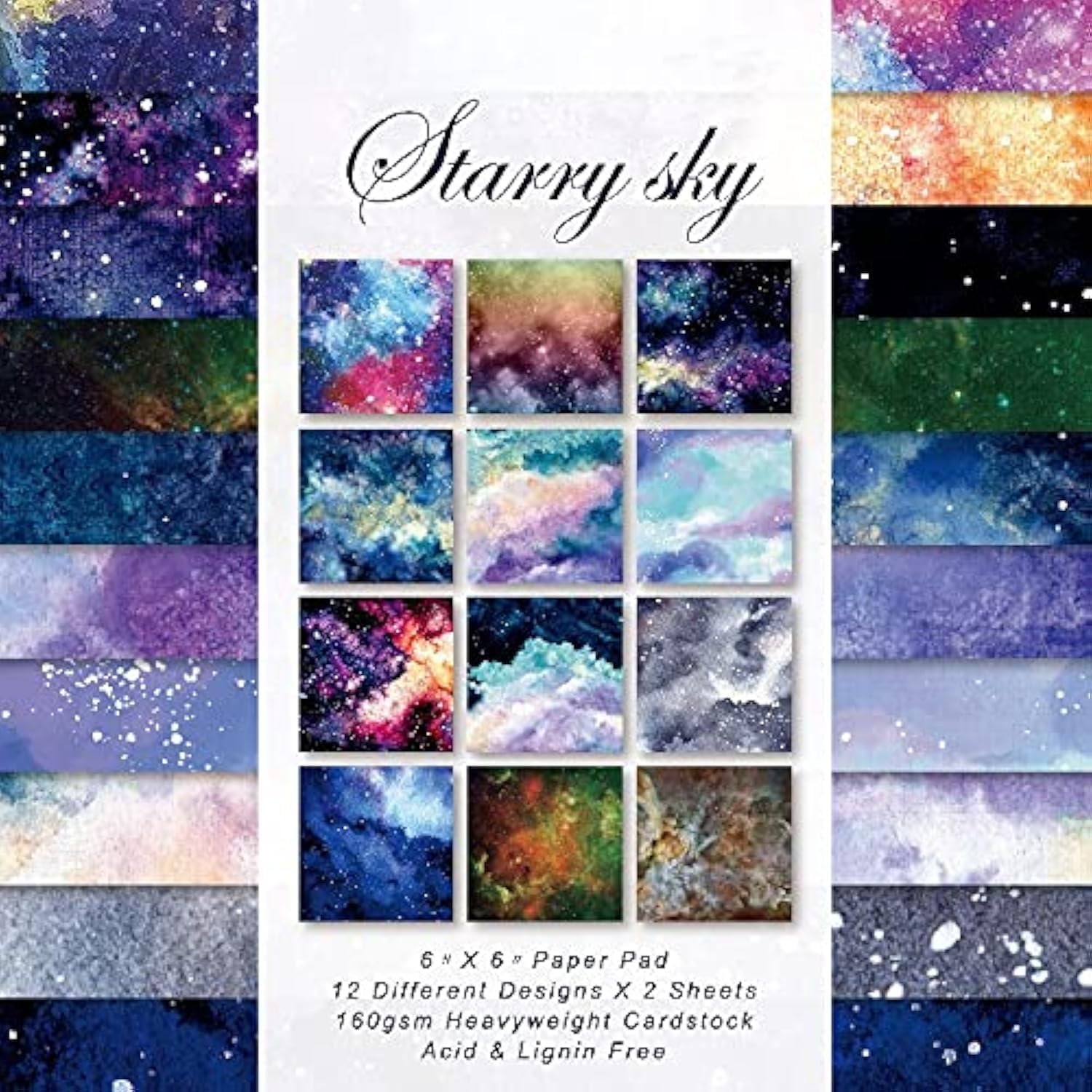 DESEACO Dark Marble Scrapbook Paper Pad 6x6 – Black, Blue, Purple, Gold Designs, Single-Sided Decoupage & Origami Sheets, Moody Cardstock for Scrapbooking, Junk Journals, DIY Crafts – 24 Pcs