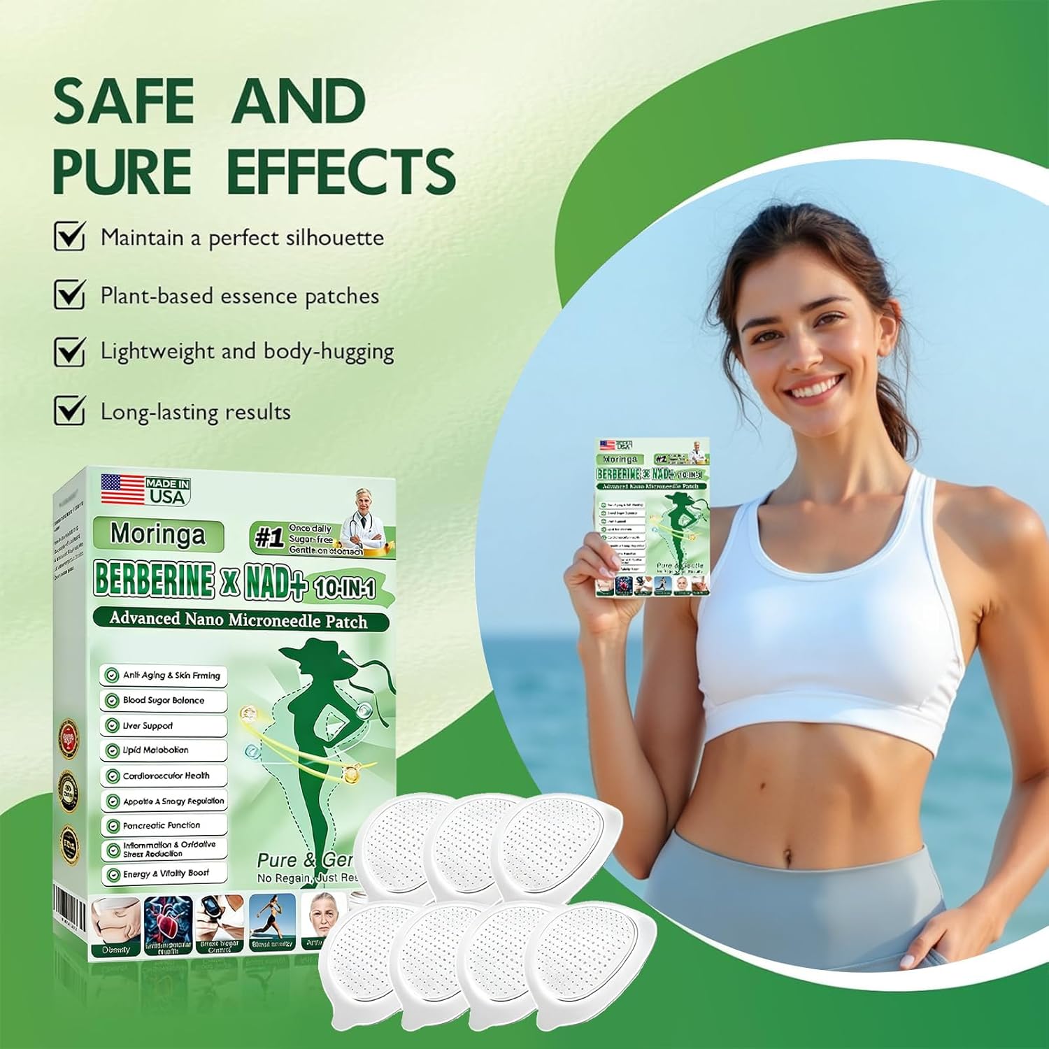 Moringa Patch,10-in-1 Nano Microdarts Patch, 2026 New Moringa Patche, Natural Skin Patches for Women and Men - Gentle Formula for All Ski (3 Boxes)