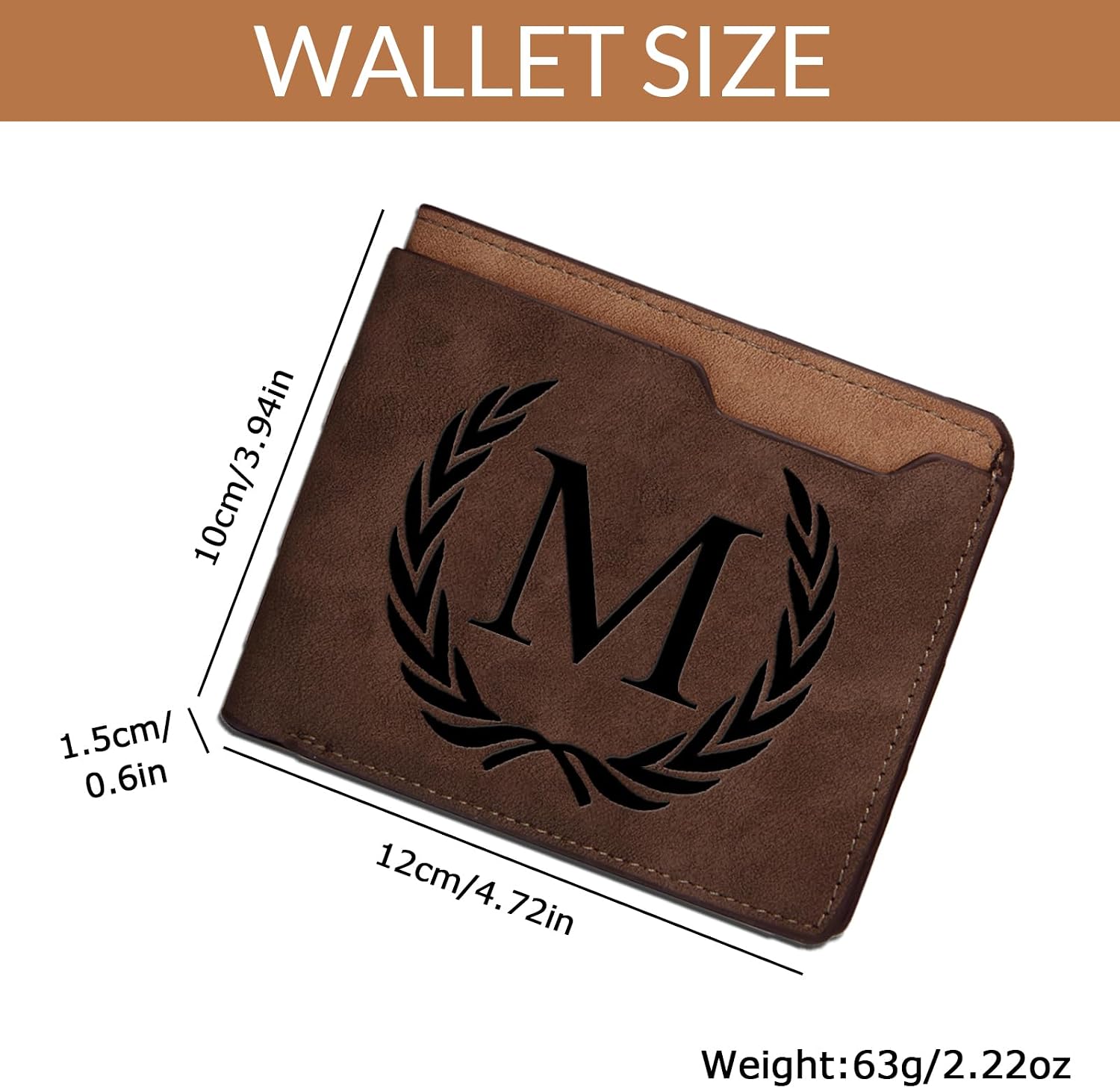 Personalized Leather Wallet for Men,Engraved Initial Mens Wallets,Personalized Christmas Birthday Gifts for Boyfriend Dad Husband Groomsmen Him (Coffee, D)