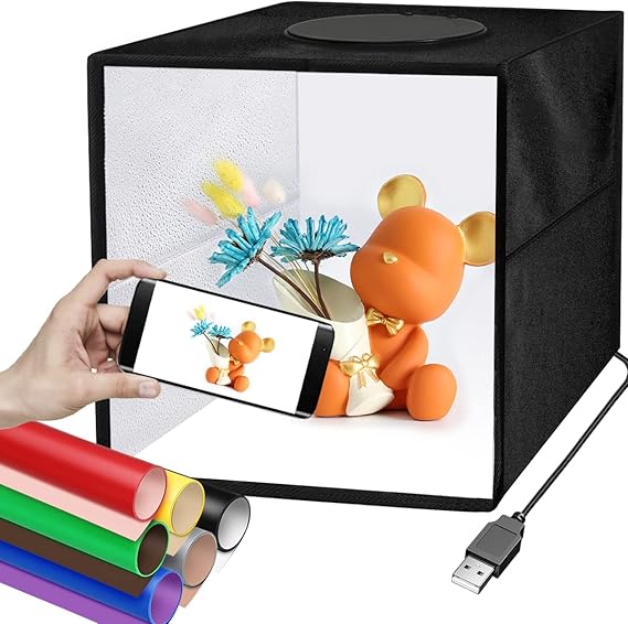 CzyuRachel Fotobox 60x60x60cm Mit LED Beleuchtung - Faltbares Lichtzelt Für Produktfotografie