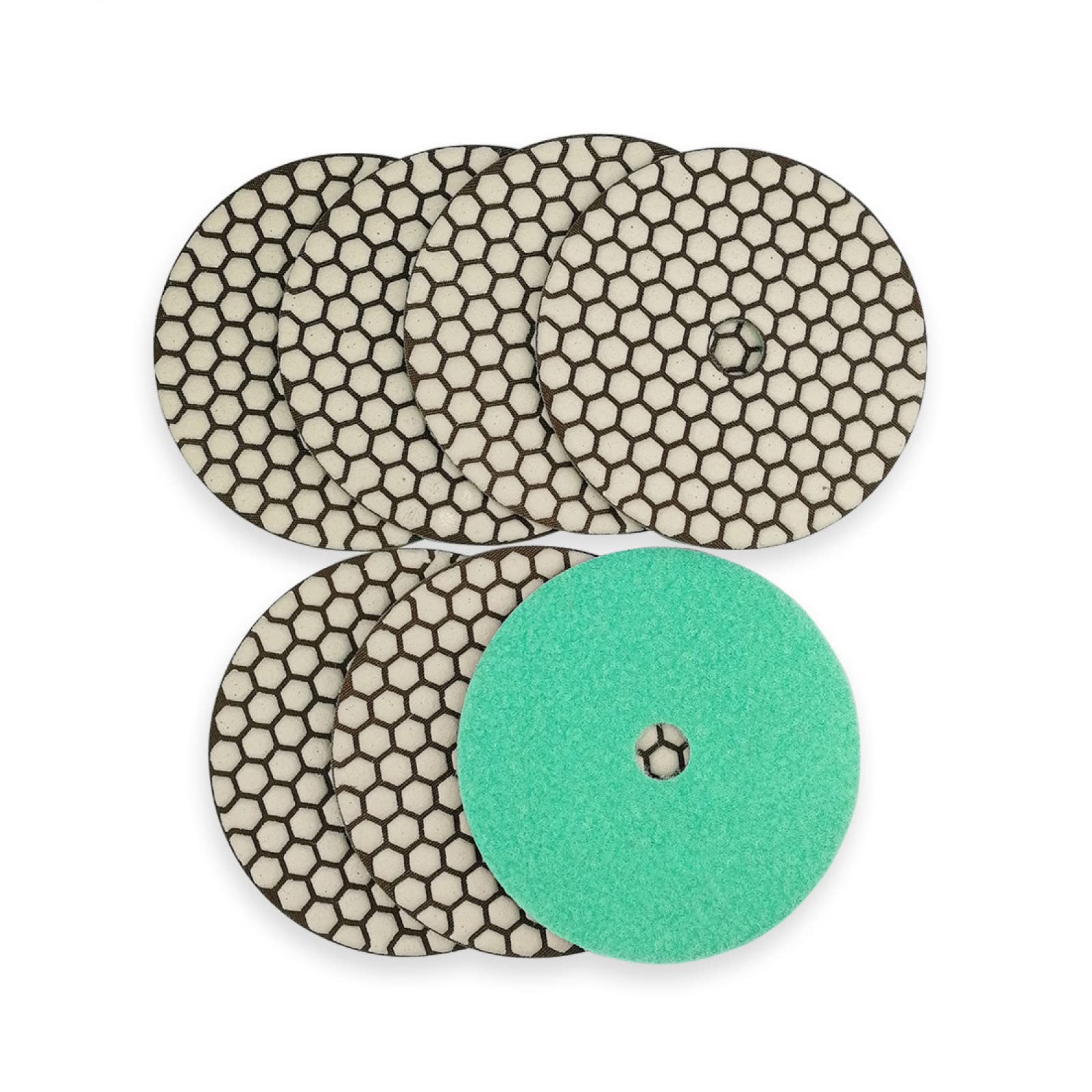 Almohadillas pulidoras de diamante, 7 almohadillas de pulido en seco de 125 mm n.º 50 for granito, mármol, cerámica, diámetro de 5 pulgadas, disco de pulido flexible de diamante con unión de resina