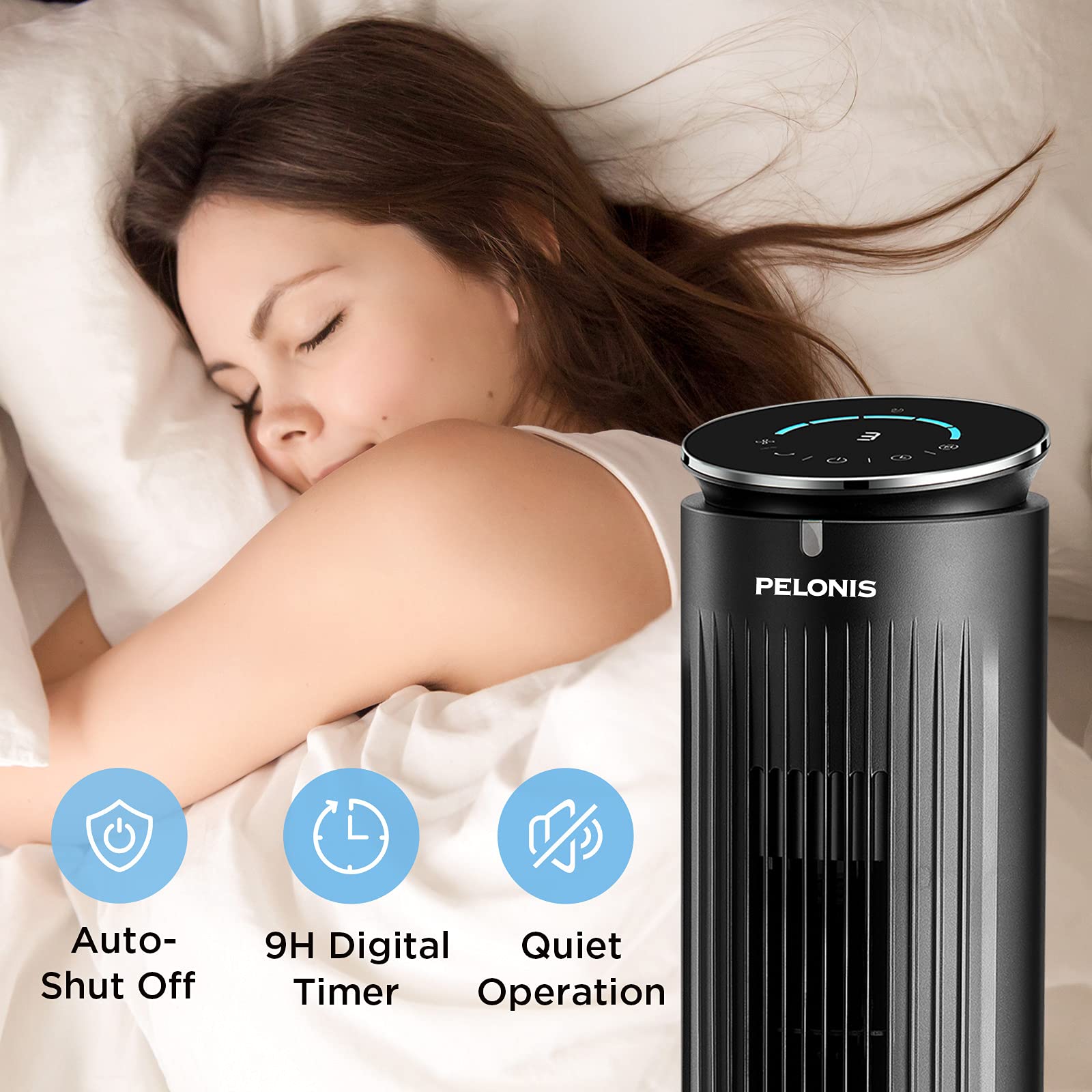 PELONIS 42’’ Oscillating Tower Fan with Aromatherapy Diffuser, Remote
