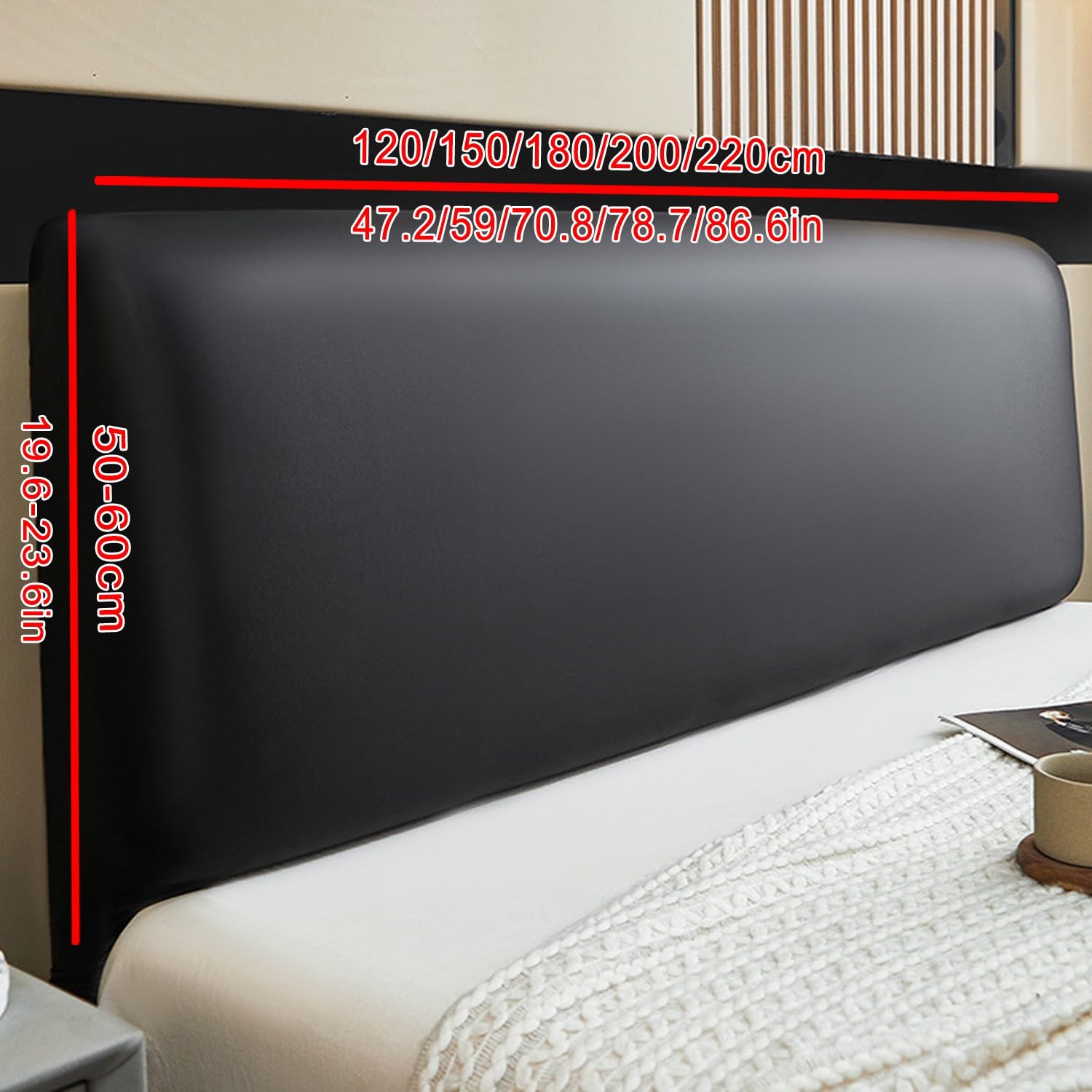 180/150cm PU Pelle Impermeabile Copri Testata Letto Matrimoniale, Fodera per Testiera Letto Elasticizzata Lavabile Copri Testiera Letto all-Inclusive per Testiera Camera da Letto e Albergo(Coffee colo
