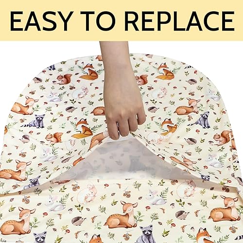 Miniatura 4 de Jundetye Funda de almohada de lactancia y funda para tumbona de bebé para niñas y niños, suave y cómoda, elástica, extraíble, diseño de animales de