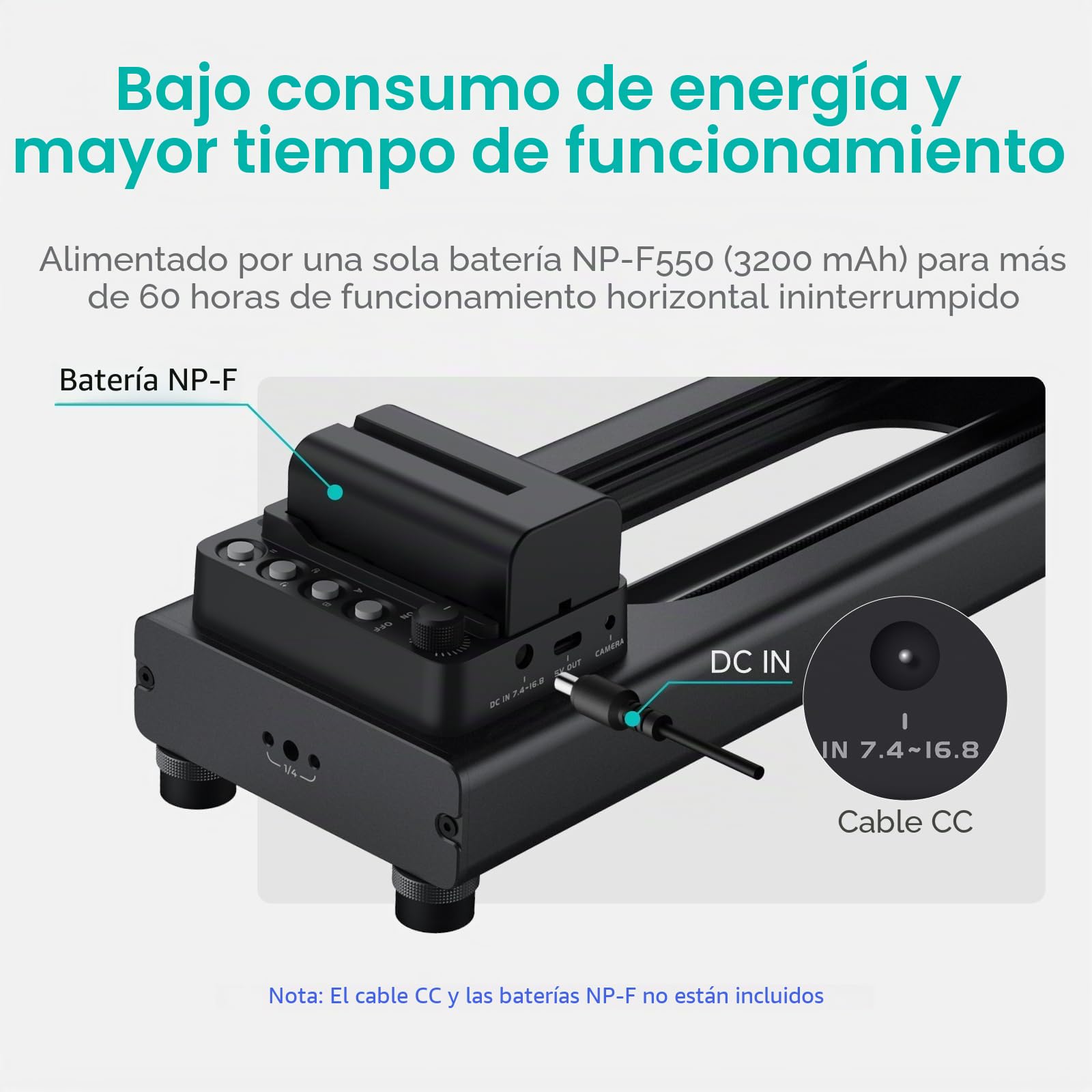 Accsoon Toprig S60 23,6"/60cm Deslizador de Video para cámara de Aleación de Aluminio, Motorizado por botón o App Bluetooth Control, panorámico de 120°, Fotografía de Lapso de Tiempo, Carga hasta 4kg