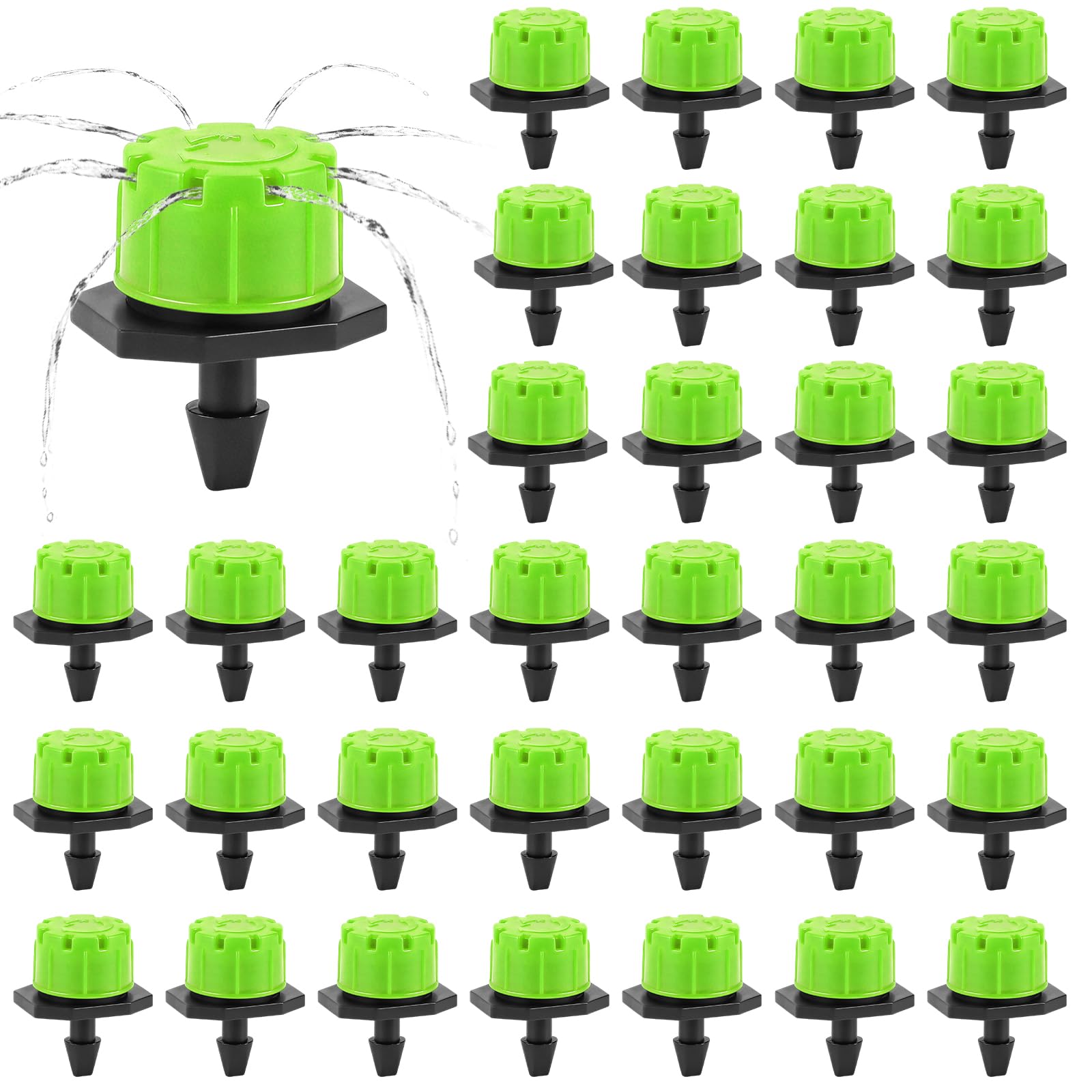 200Pcs 1/4 Inch Adjustable Irrigation Dripper, TOROKOM Universal Barbed Micro Drip Irrigation System, Watering Sprinklers Anti-Clogging Emitter for Garden Supplies（Green）