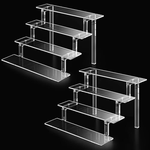 Vista 16 de Kcrystenia Soportes de exhibición de acrílico, estante organizador de perfumes transparente de 9 pulgadas, elevadores acrílicos de 4 niveles