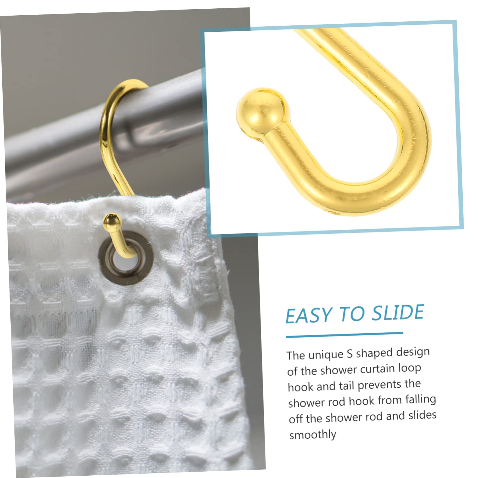 ABOOFAN 12Pcs Rustproof Zinc Alloy Shower Curtain Hooks Curtain Rings for Bathroom Compact Design with Smooth Sliding Heavy Duty Hooks Decoration