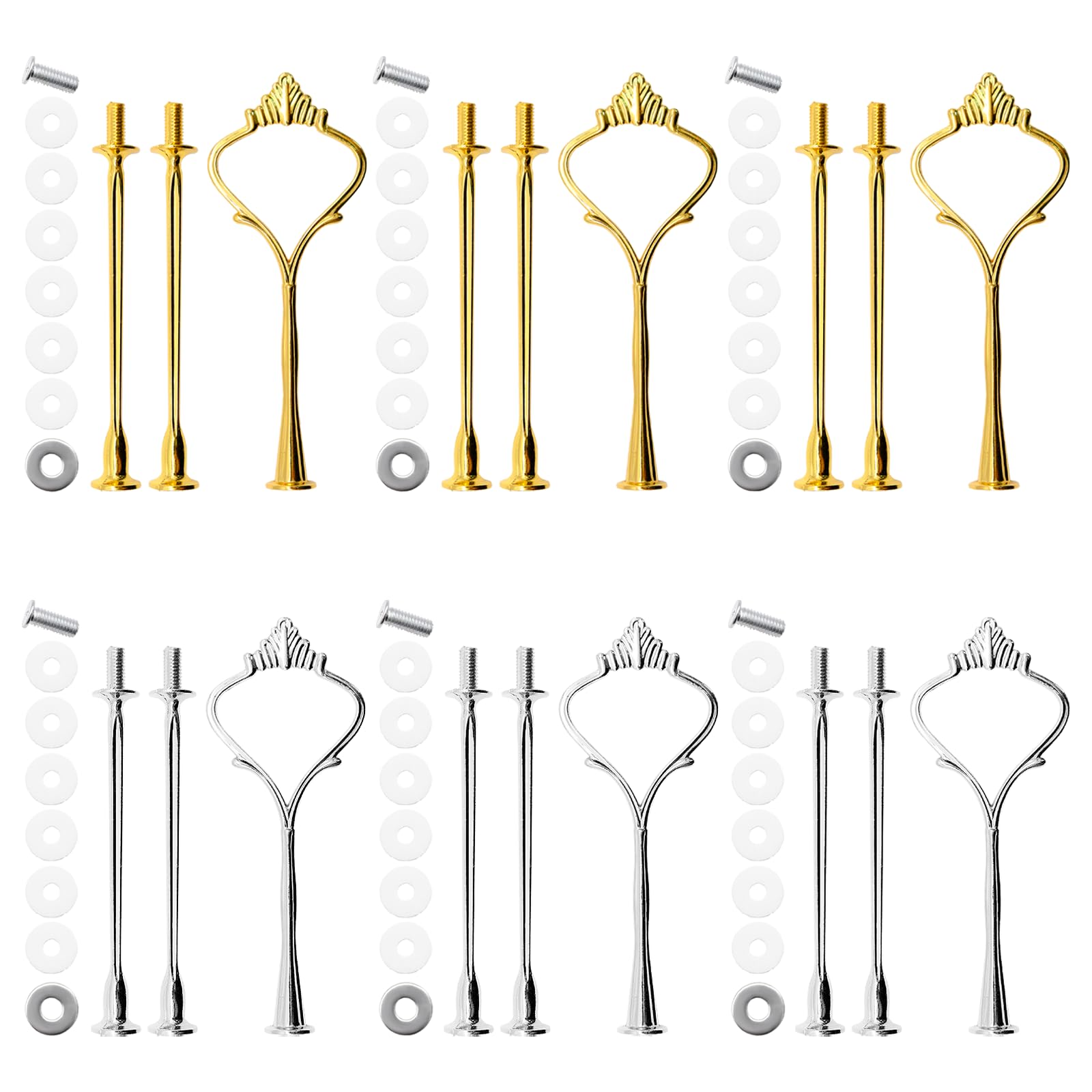 JJYHEHOT 6 Sets Cake Stand Fittings, 32 cm 3 Tier Afternoon Tea Stands Handle Hardware Holder for Wedding and Party Making Resin Cupcake Dessert Platter Stand