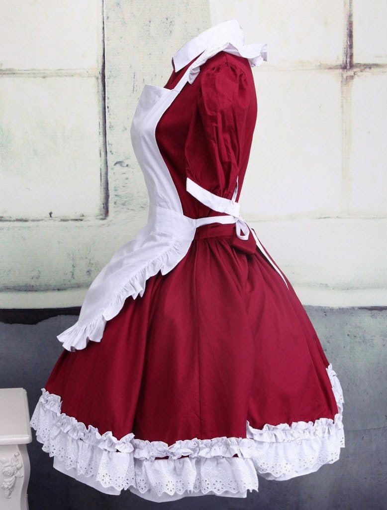 Hugme Cotton Dark Red and White Cosplay Lolita Dress