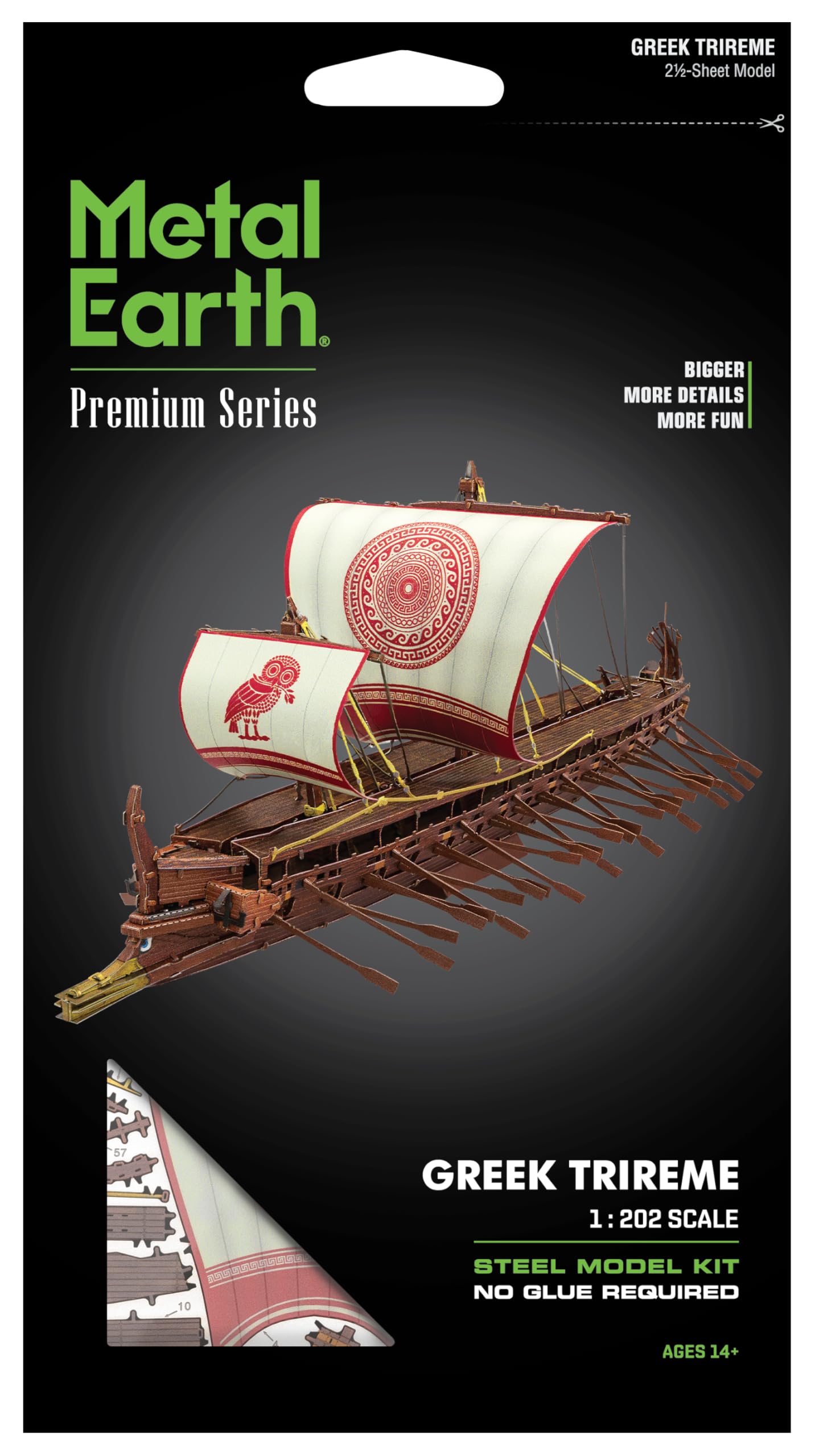 Metal Earth Premium Series Greek Trireme Ship 3D Metal Model Kit Fascinations - Image 6