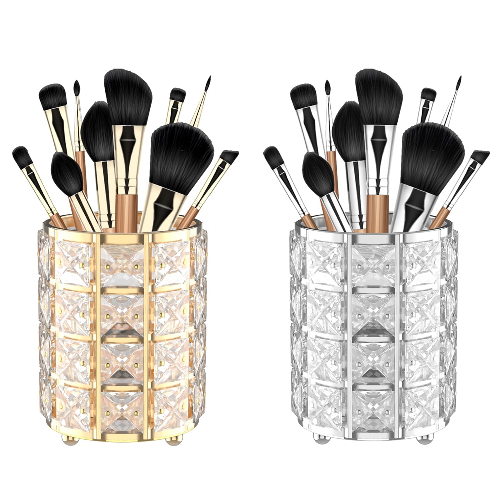 Porte-pinceaux de maquillage dorés, l'organiseur parfait pour un cadeau chic