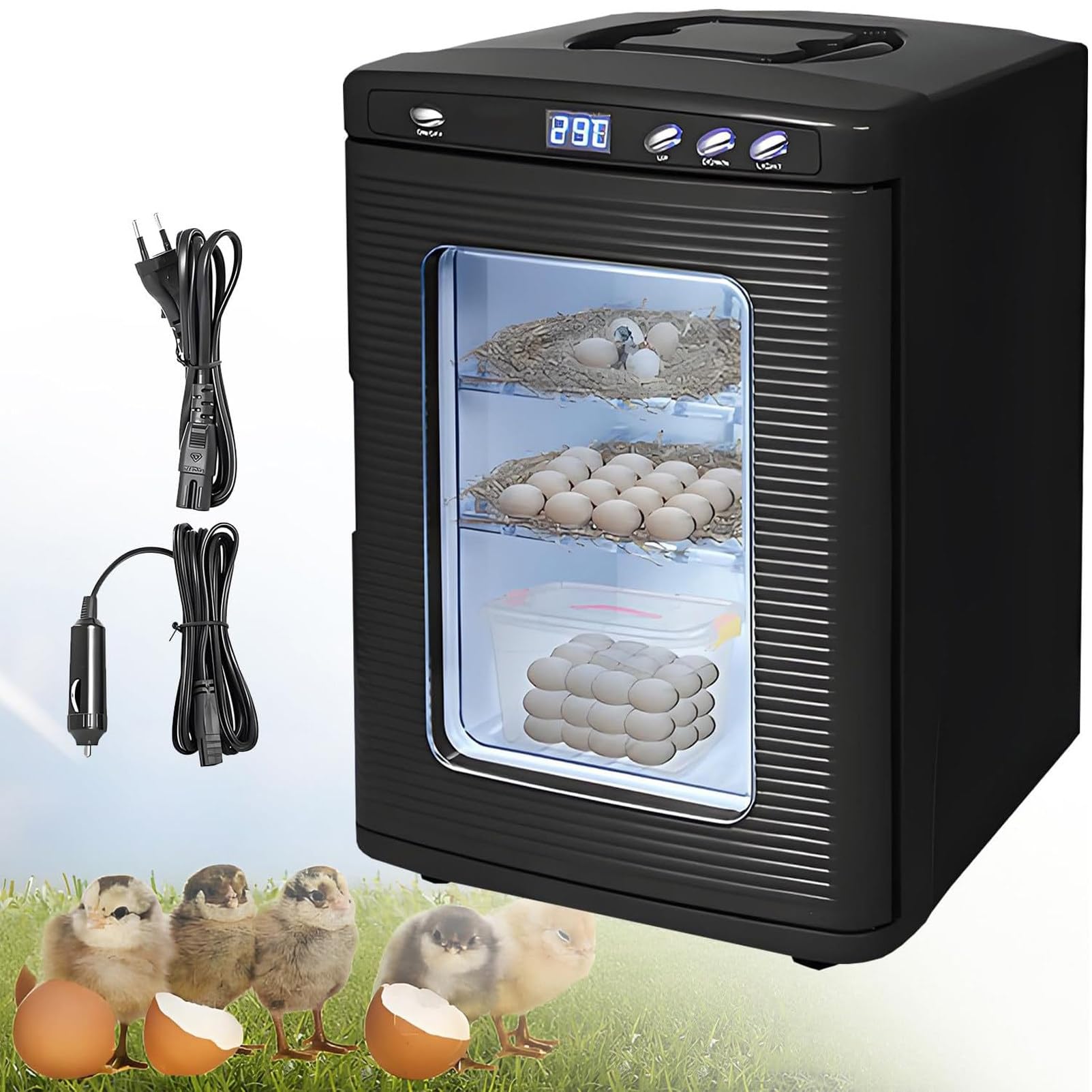 Incubadora PortáTil De 25 L Y 400 W para Huevos De Reptiles Y Uso En Laboratorio; Funciones De IluminacióN, CalefaccióN Y RefrigeracióN 5 °C-60 °C,para La CríA De Serpientes Black