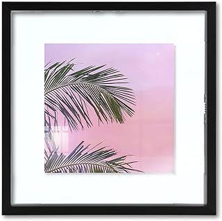 Golden State Art, 8x8 Floating Frame, Black Aluminum Picture Frame, Clear Glass Displays Any Size Photo up to 8 by 8, for ...