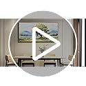 PHAOHUAXM Large Canvas Wall Art For Living Room Wall Decor For Office Bedroom Hotel room Green Tree Ink-Wash Landscape Painting Wood Framed Farmhouse Home Decoration Artwork Ready To Hang 24x48In