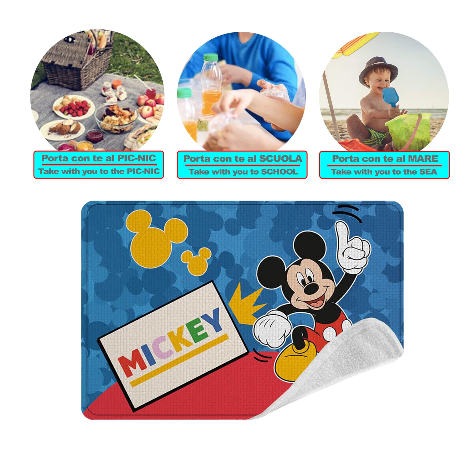 Tovaglietta Merenda Bambina Micky - Tessuto Assorbente 30x40 Cm - Foto 2