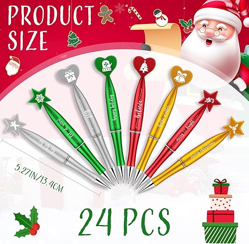 Miniatura 2 de Cholemy Bolígrafos de Navidad a granel con citas inspiradoras, regalos de Navidad, bastón de caramelo, pan de jengibre, copo de nieve, para niños y