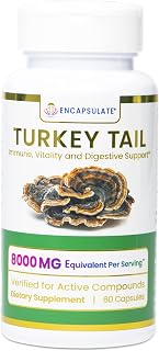 ENCAPSULATE Turkey Tail Capsules 8:1 Extract – Premium Organic Fruiting Body 8:1 Extract – Adaptogen Mushroom Supplement for Digestive, Gut & Immune Support – Lab Tested & Non-GMO – 60 Vegan Capsules