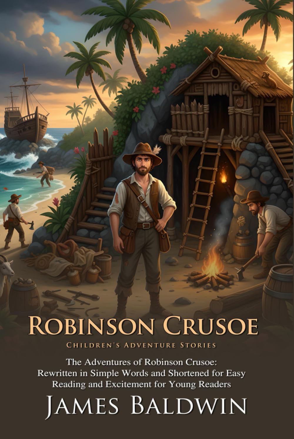 Robinson Crusoe: The Ultimate Shipwreck and Survival Adventure for Kids: The Adventures of the World's Most Famous Castaway - Fully Illustrated Edition with Author Biography