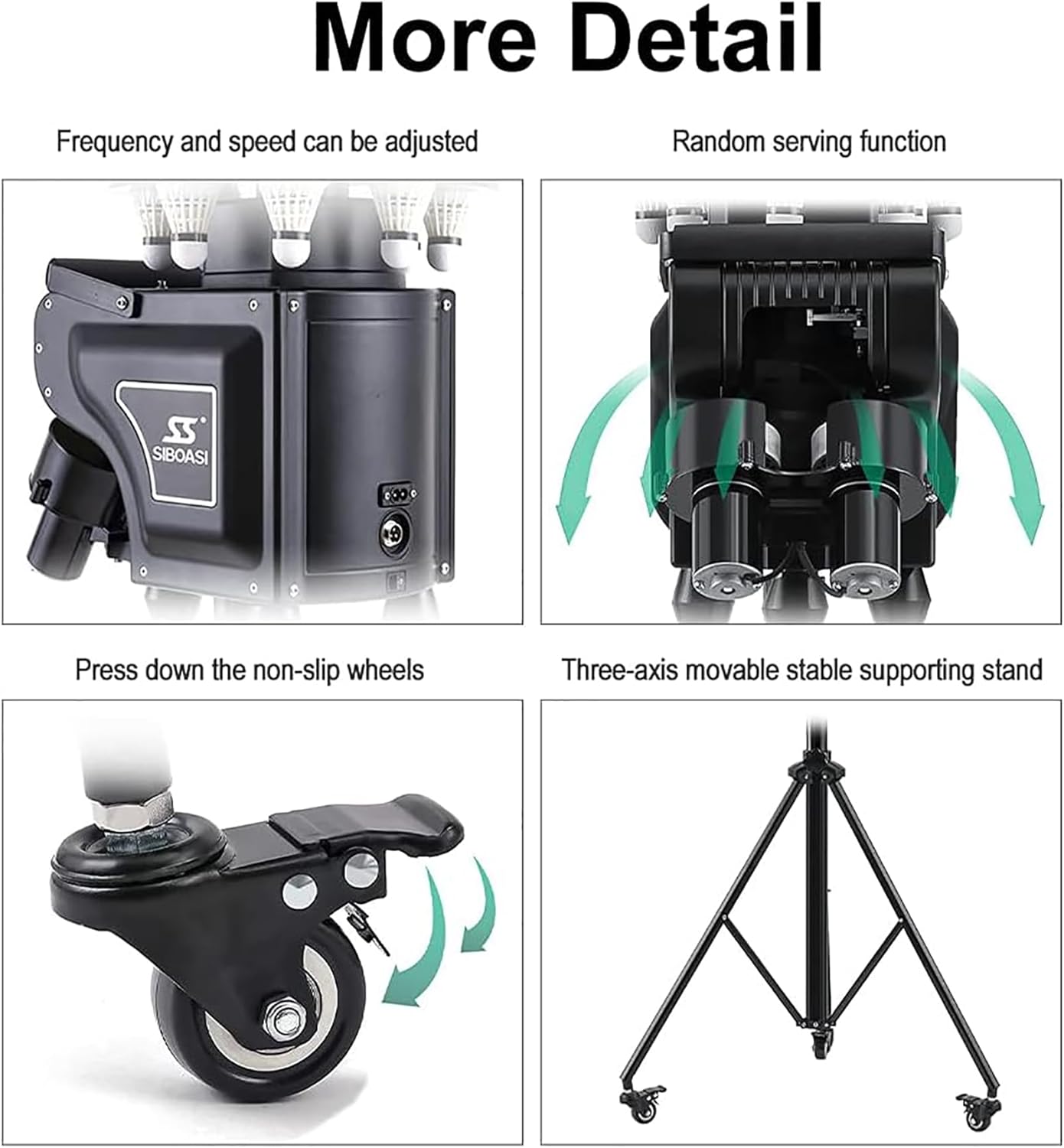 Badminton Serving Machine, Multi-Functional Automatic Badminton Machine, Adjustable Speed and Frequency, Large Capacity of 180 Balls, Easy Movement of Rollers, Professional Training